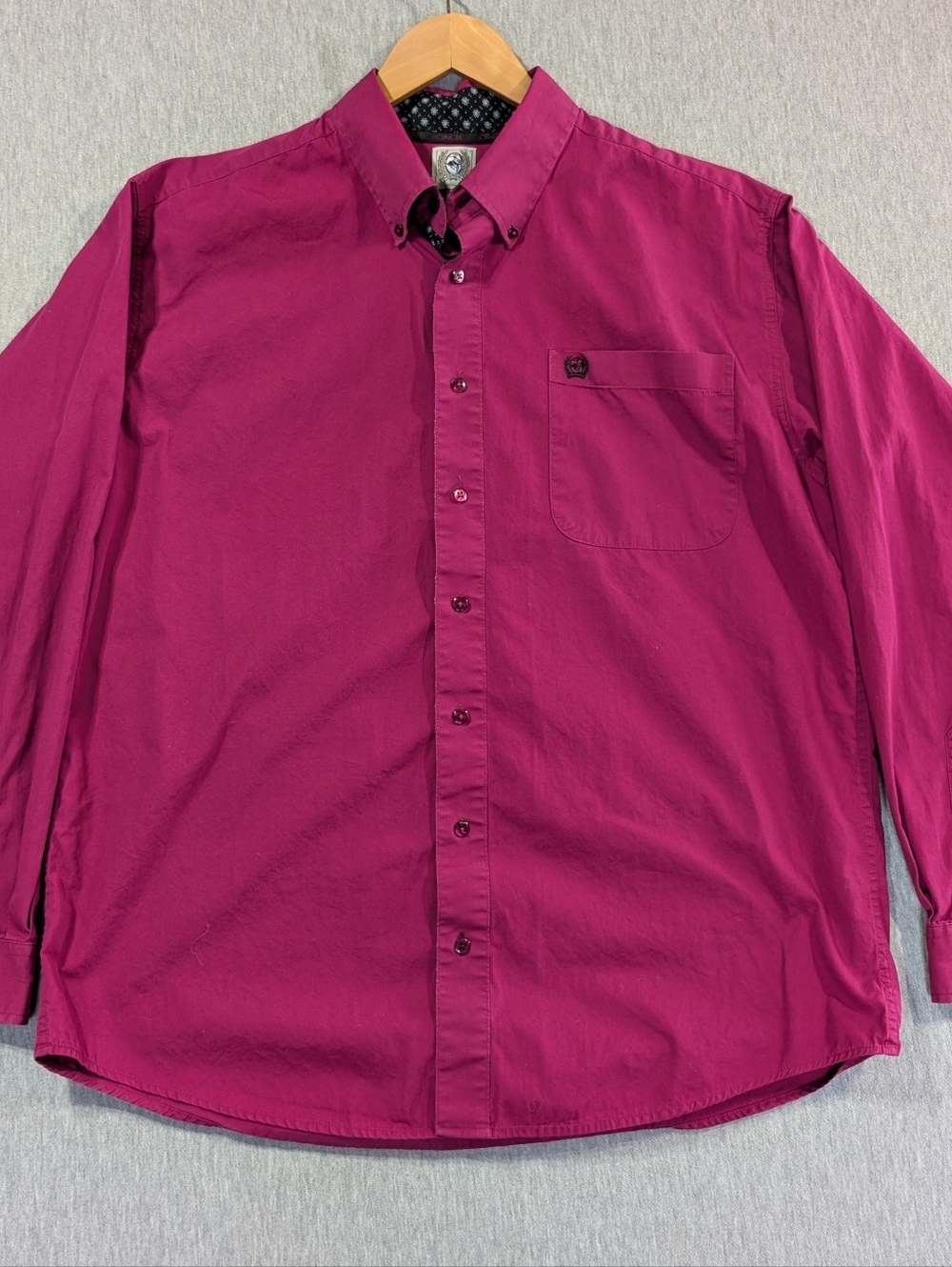 Cinch Western Shirt Men's Medium Maroon Button Down Cotton